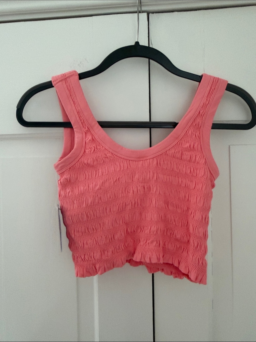 JoyLab Coral Pink Smocked Crop Tank - Picture 3 of 3